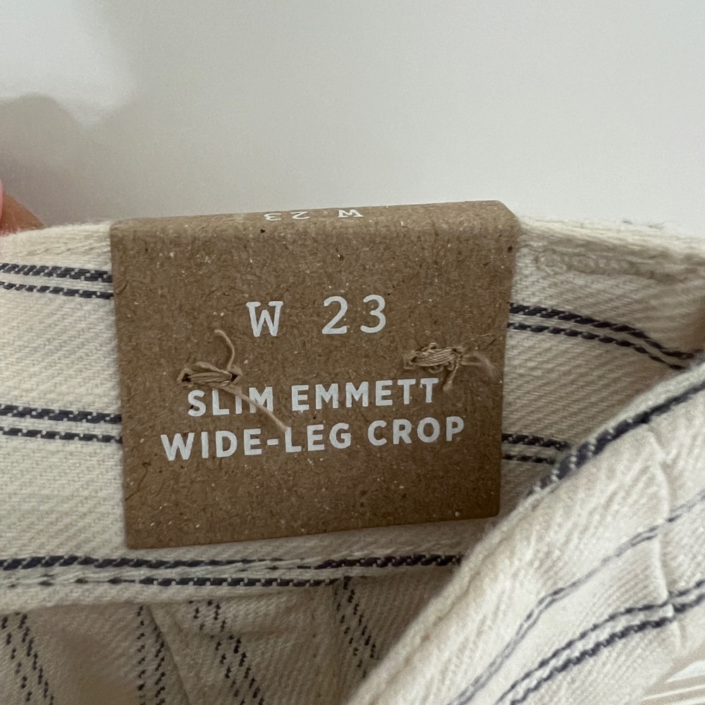 NWT Madewell Slim Emmett Wide-Leg Crop Pants Indigo Stripe: Button-Front Size 23 - Picture 7 of 10